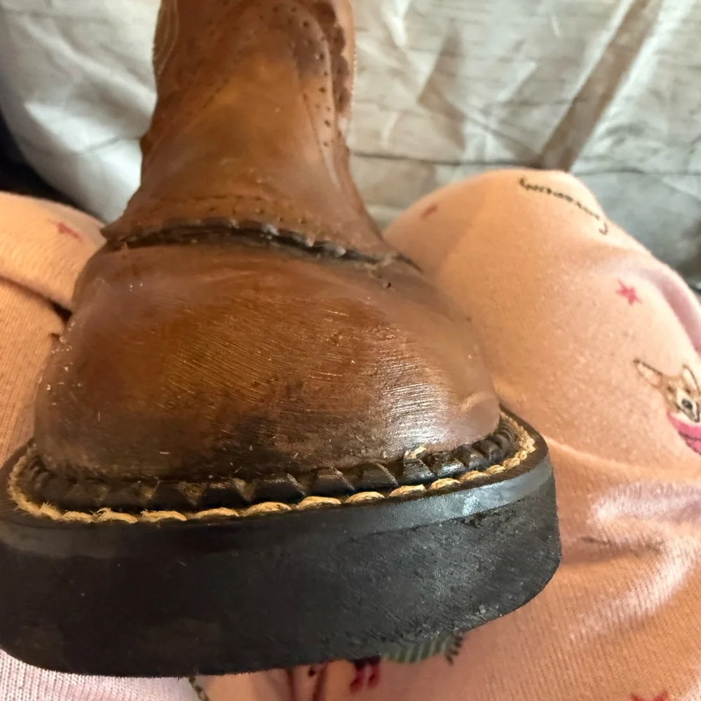 Ariat Fatbaby Saddle Cowboy Boots 7.5B Brown Cowgirl Western Rodeo Pull On - Picture 10 of 11